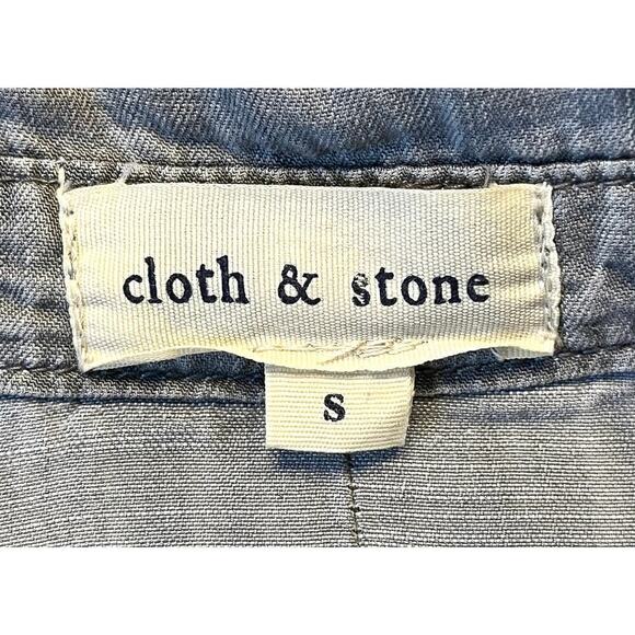 Cloth & Stone Shirt Womens Small Gray Chambray High Low Split Back Button Down - Picture 7 of 9